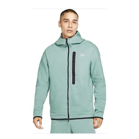 Nike Tech Fleece Full Zip Hoodie Lime Ice Green Grey DR9150-361 Mens Sizes